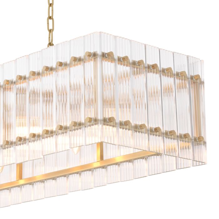 Lustre rectangulaire doré en verre transparent | Eichholtz Ruby