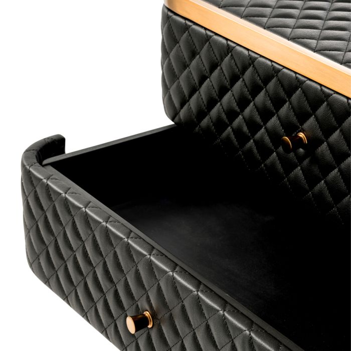 Table de chevet en similicuir noir | Eichholtz Monfort