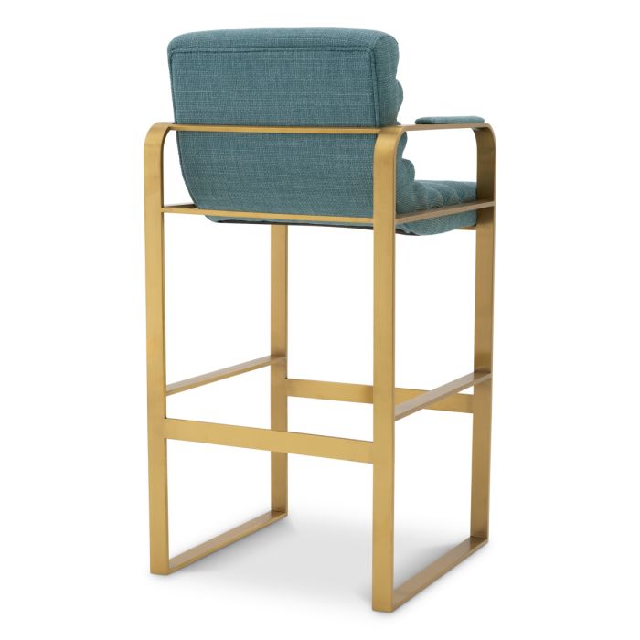Chaise de bar dorée en tissu bleu | Eichholtz Olsean