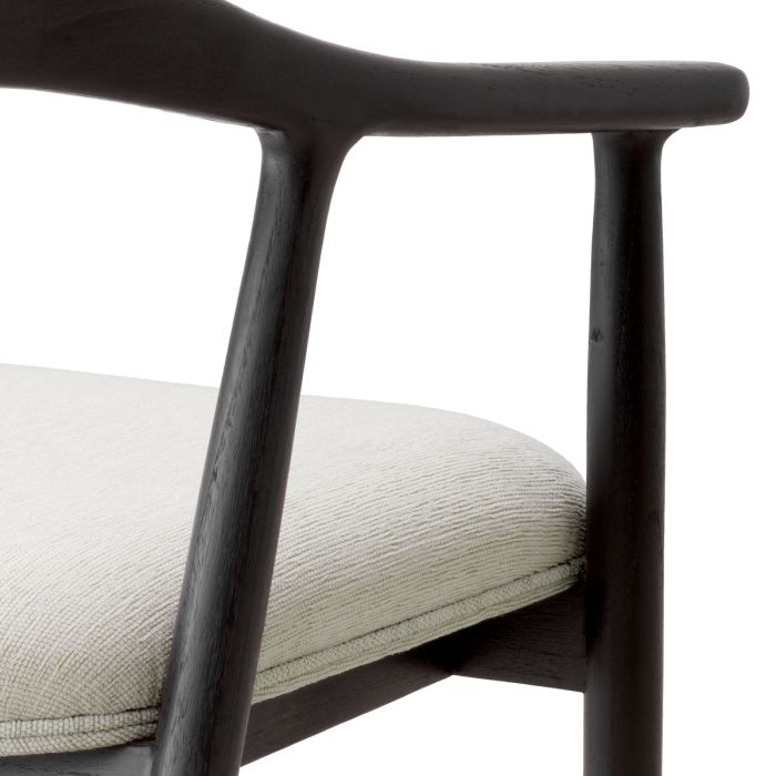Chaise de salle à manger noire en tissu crème | Eichholtz Beale