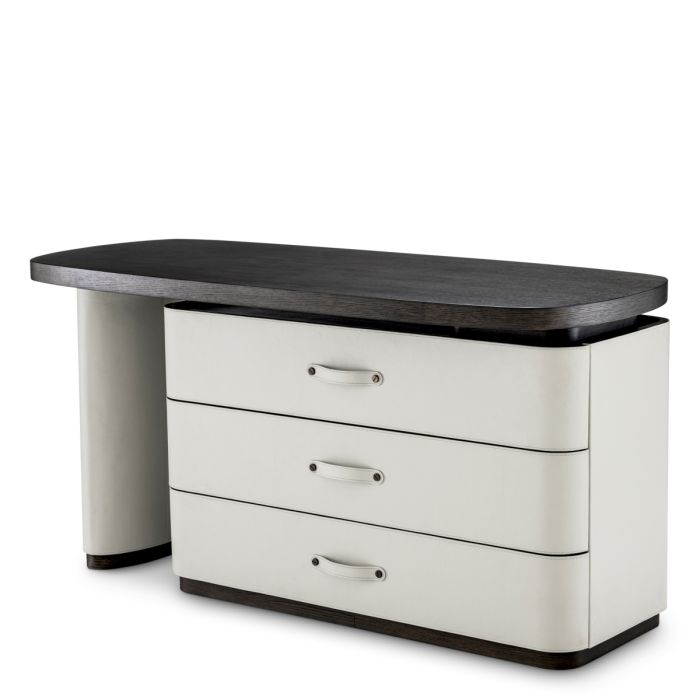 Bureau en chêne moka et similicuir gris | Eichholtz Numana