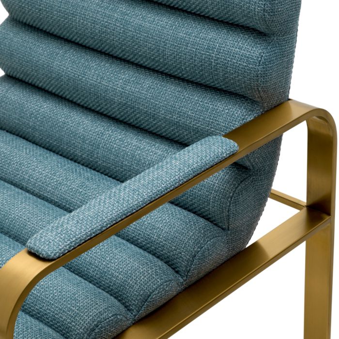 Chaise de comptoir dorée en tissu bleu | Eichholtz Olsean