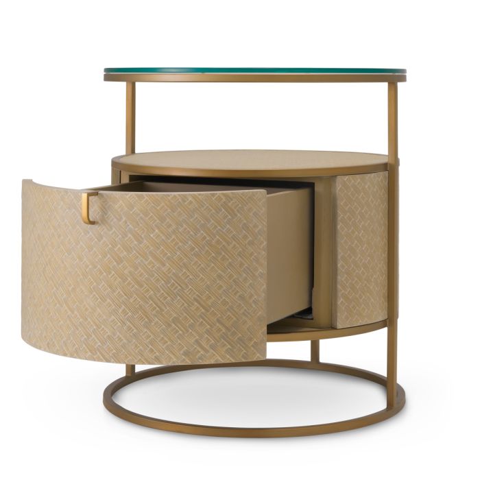 Table de chevet en chêne tressé beige | Eichholtz Napa Valley
