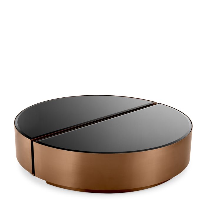 Table basse cuivrée en verre noir (lot de 2) | Eichholtz Astra