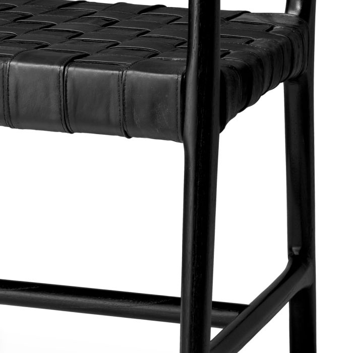 Chaise de salle à manger avec accoudoirs en cuir noir | Eichholtz Tiberio