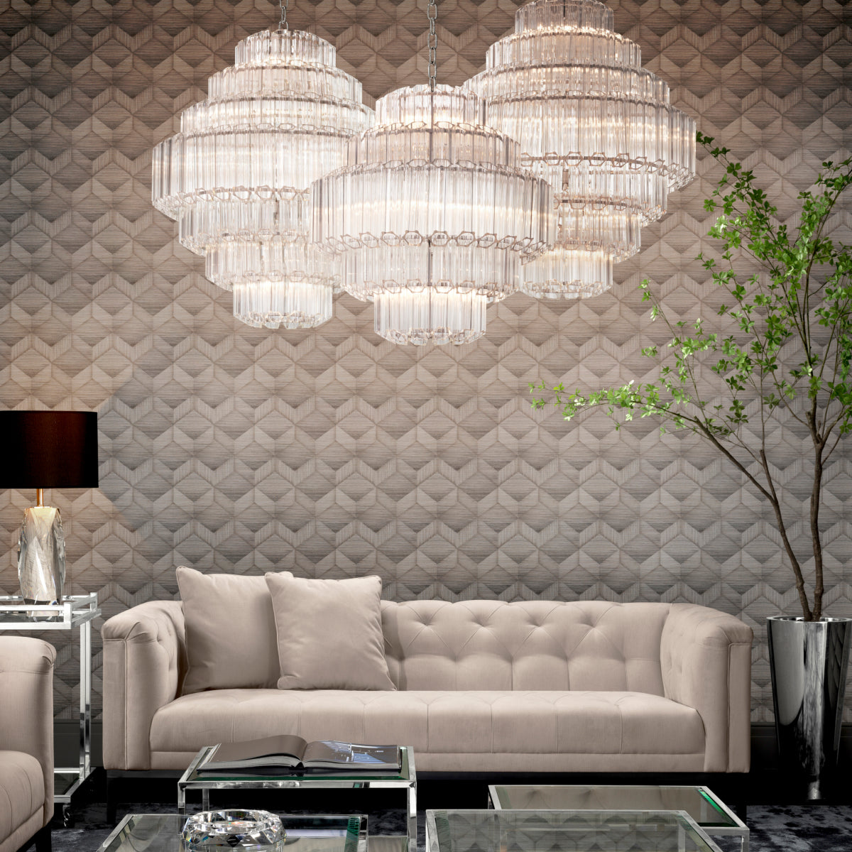 Chandelier en nickel | Eichholtz Vittoria S - vue d'ambiance | REMO-HOME
