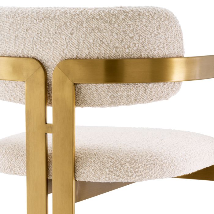 Chaise de bar dorée bouclé crème | Eichholtz Donato