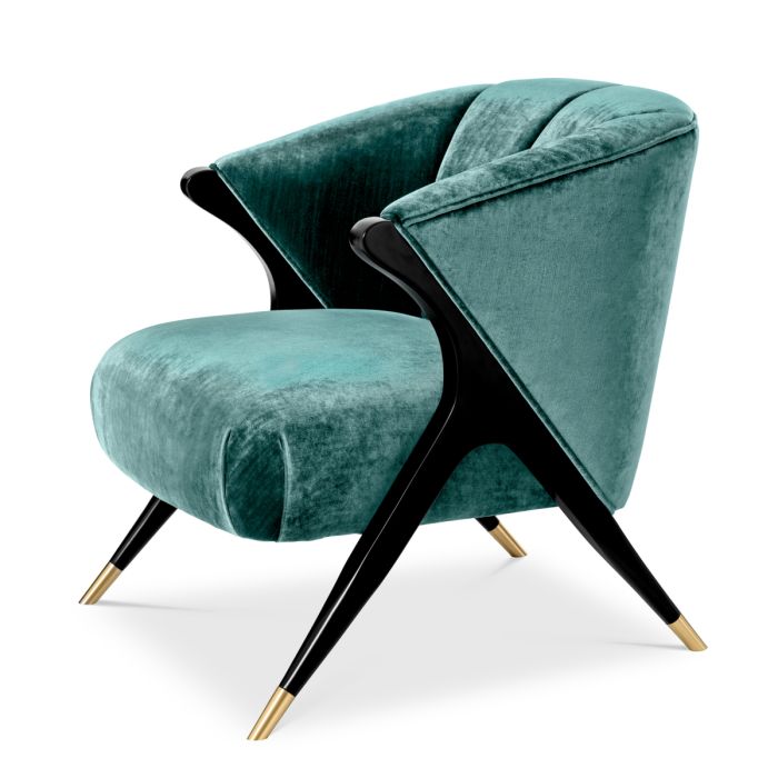 Fauteuil en tissu vert d'eau | Eichholtz Pavone