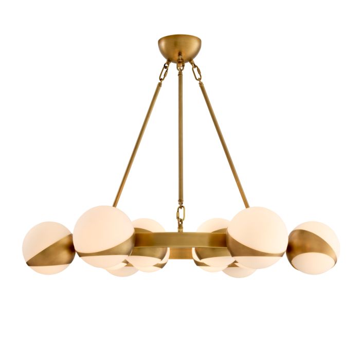 Lustre doré en verre blanc | Eichholtz Piazetta