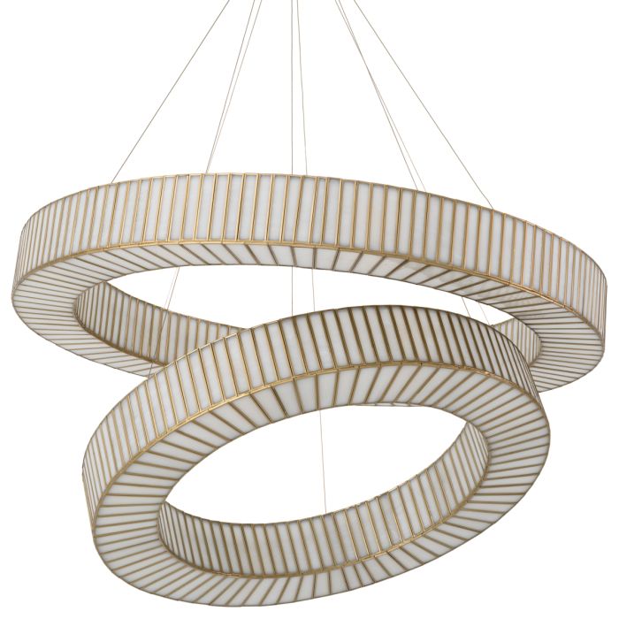 Lustre doré en verre blanc | Eichholtz Monari