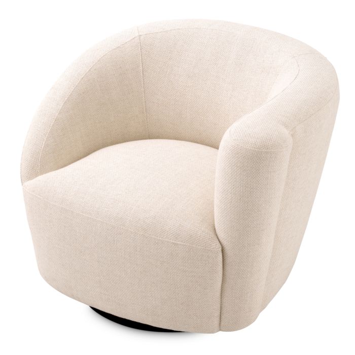 Fauteuil pivotant en tissu blanc écru | Eichholtz Colin R
