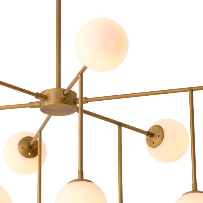 Lustre doré en verre blanc | Eichholtz Aram