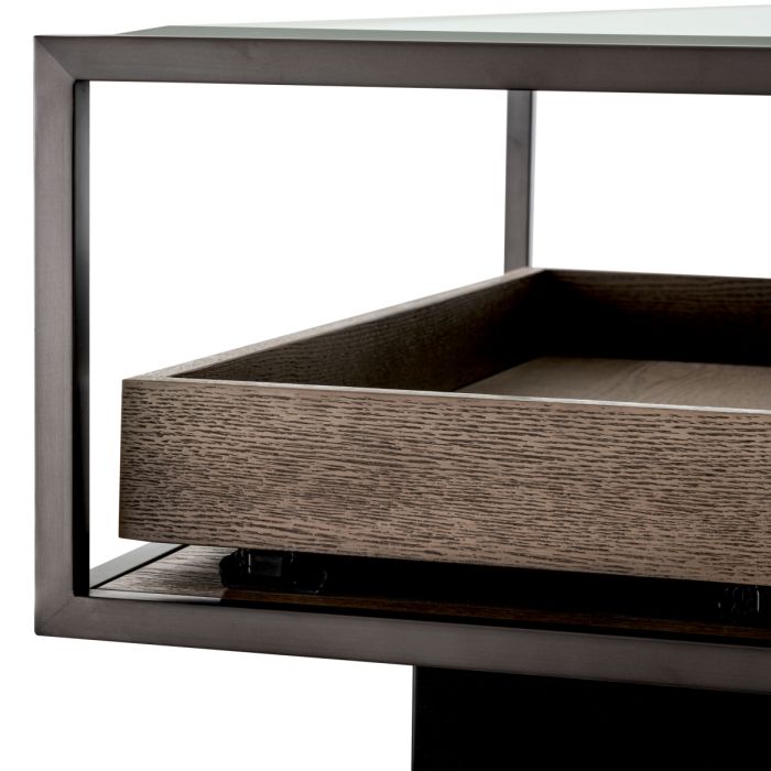 Table basse en verre et bois marron | Eichholtz Roxton