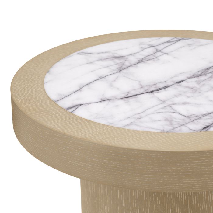 Table d'appoint en chêne et marbre blanc | Eichholtz Presedio