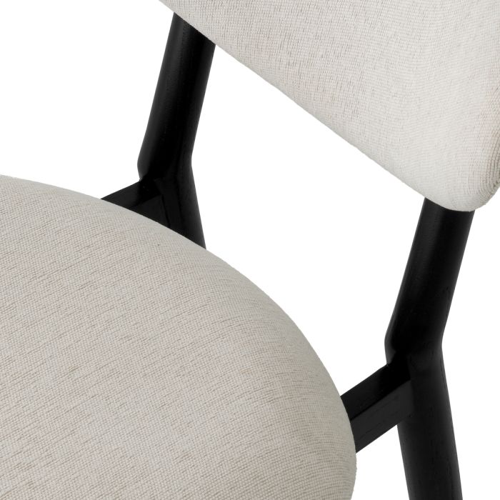 Chaise de salle à manger noire en tissu crème | Eichholtz Allston