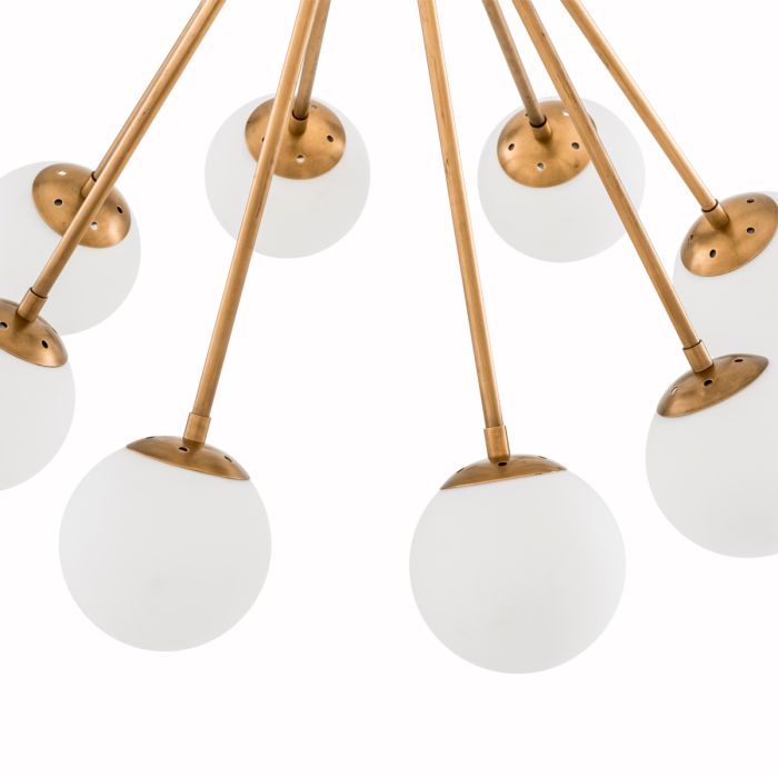 Lustre doré en verre blanc | Eichholtz Luxor