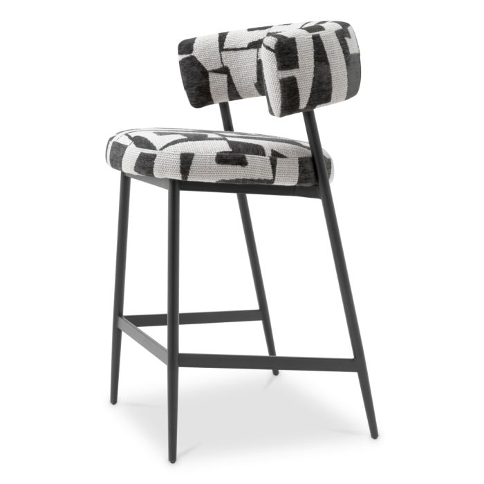 Chaise de comptoir en tissu noir et blanc | Eichholtz Folsom