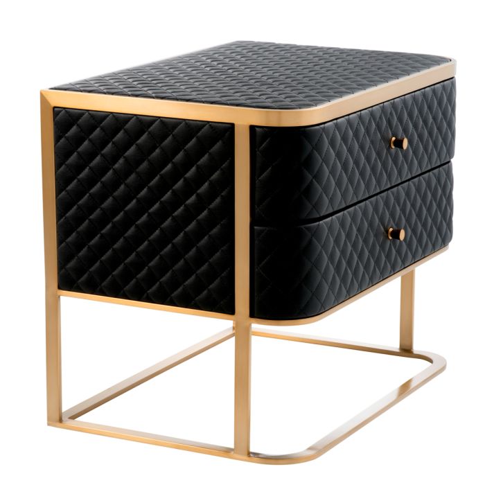 Table de chevet en similicuir noir | Eichholtz Monfort