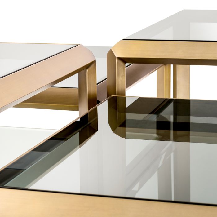 Table basse en laiton brossé et verre fumé (lot de 4) | Eichholtz Callum