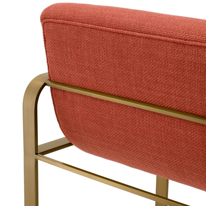 Chaise de bar dorée en tissu orange | Eichholtz Olsean