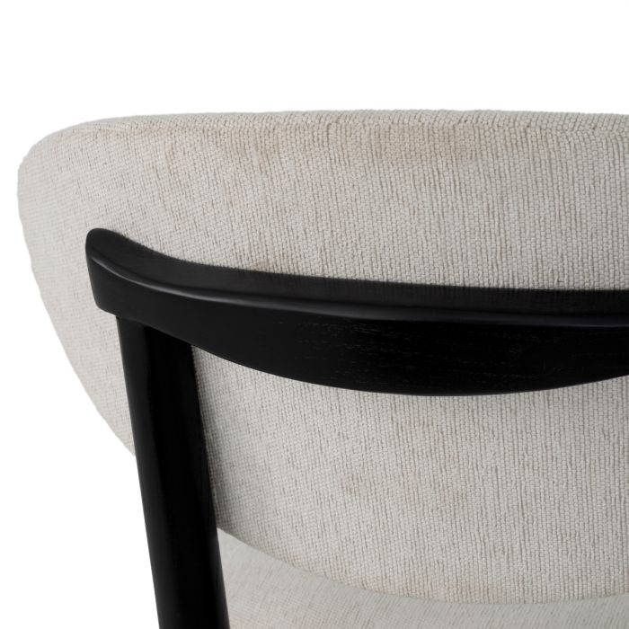 Chaise de salle à manger noire en tissu crème | Eichholtz Allston