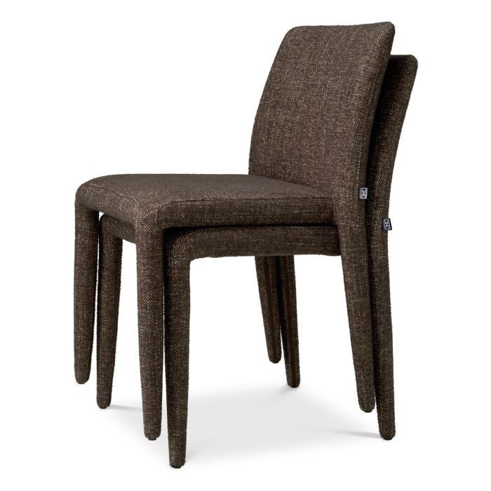 Chaise de salle à manger en tissu marron (lot de 2) | Eichholtz Leiza
