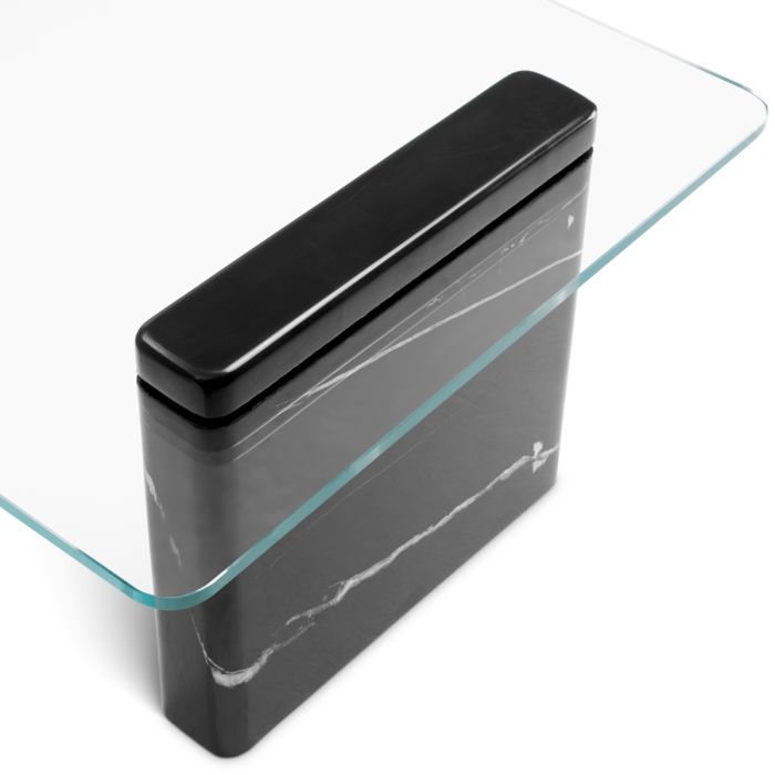 Table basse en marbre noir et verre transparent | Eichholtz Stonecrest