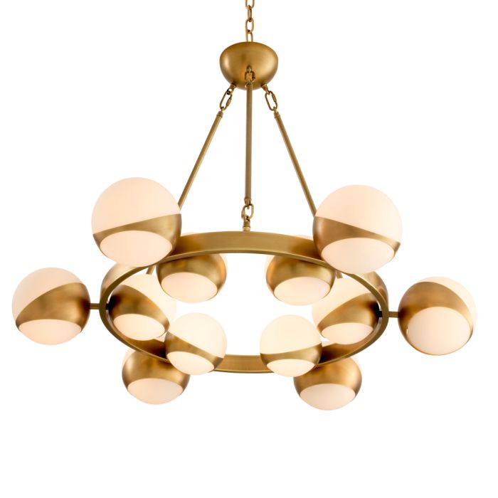 Lustre doré en verre blanc | Eichholtz Piazetta
