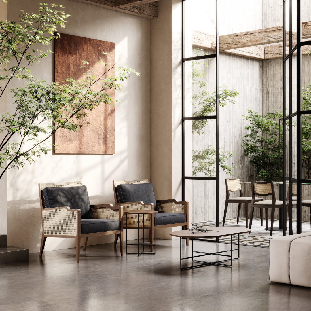 Fauteuil en tissu vert | Domkapa Eva