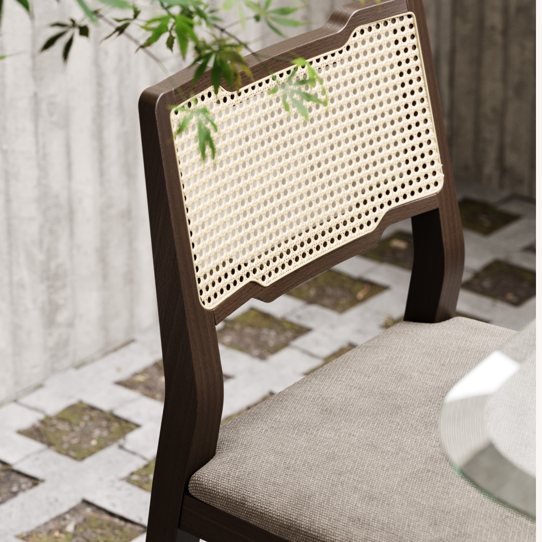 Chaise de salle à manger en velours et bois teinté | Domkapa Eva