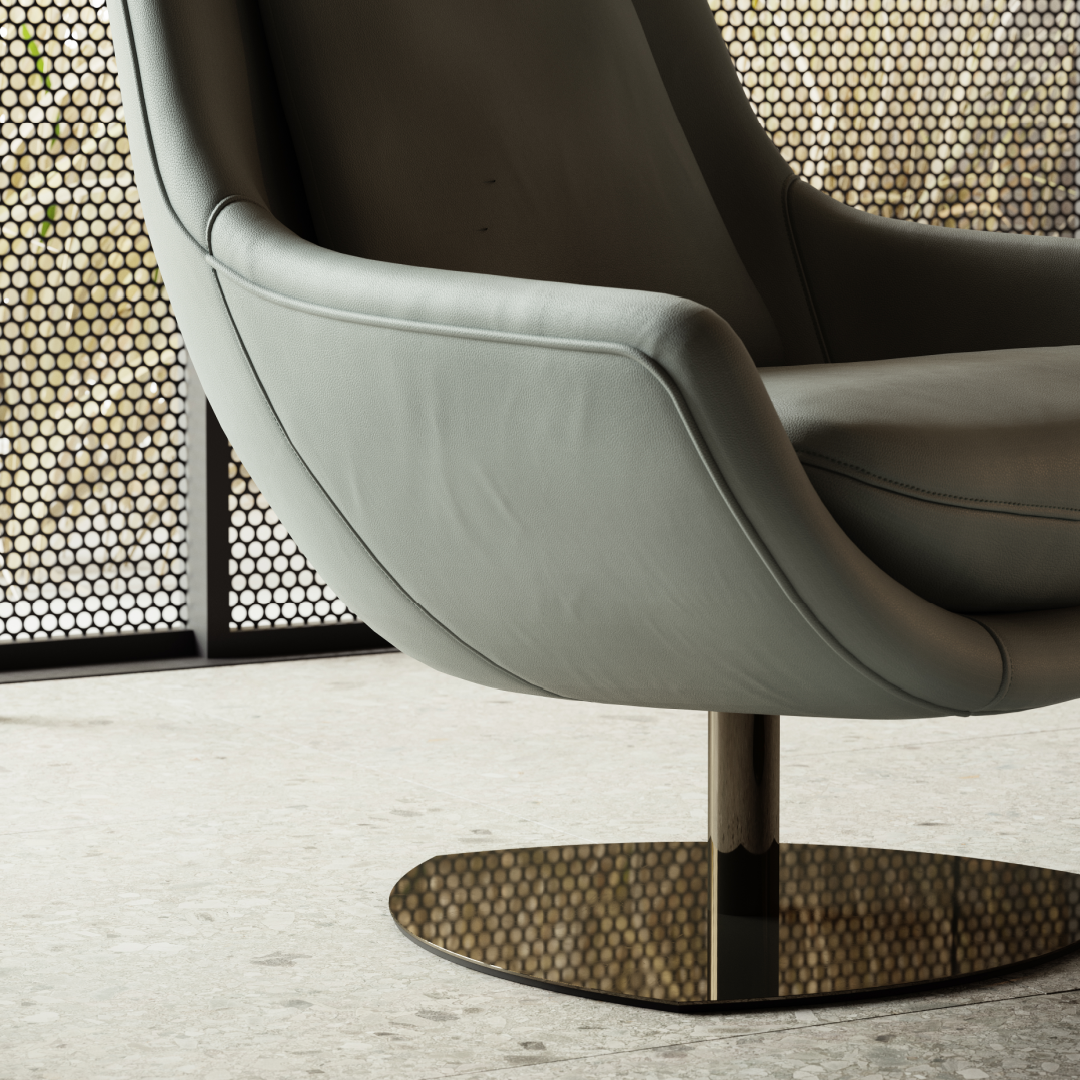 Fauteuil pivotant bouclé taupe | Domkapa Elba