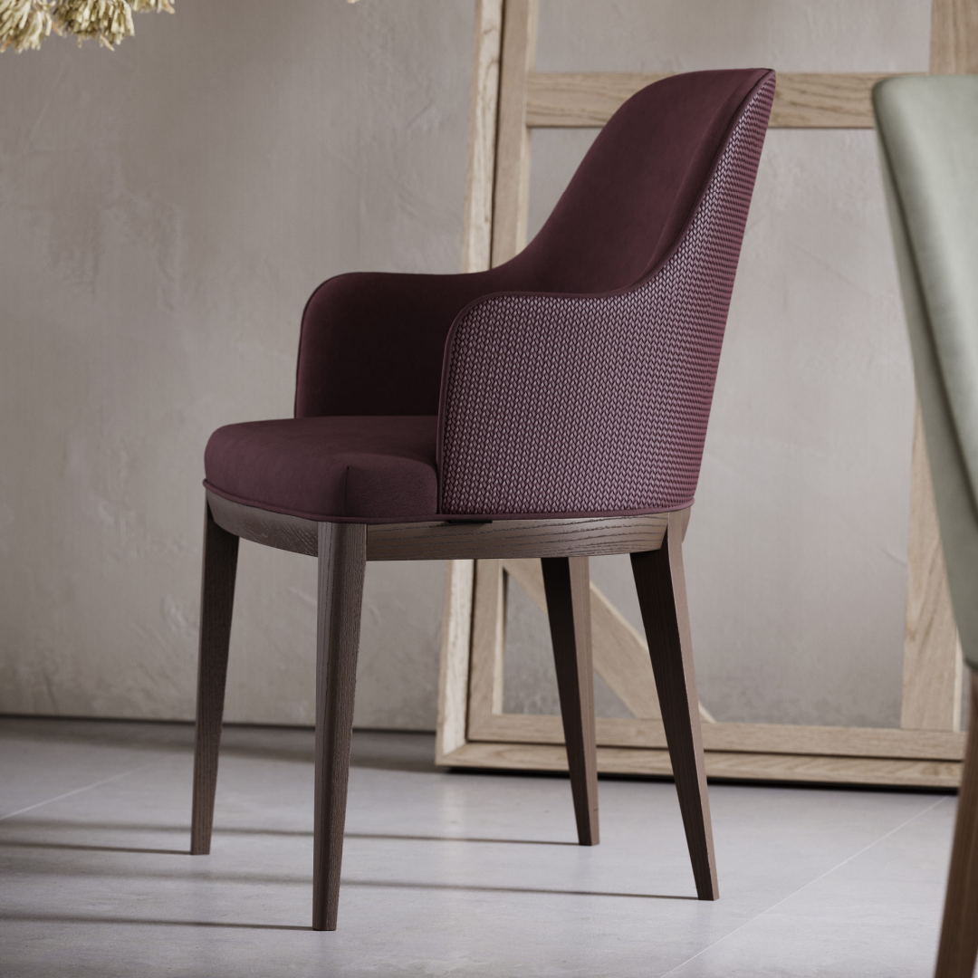 Chaise de salle à manger en cuir bordeaux | Domkapa Anna