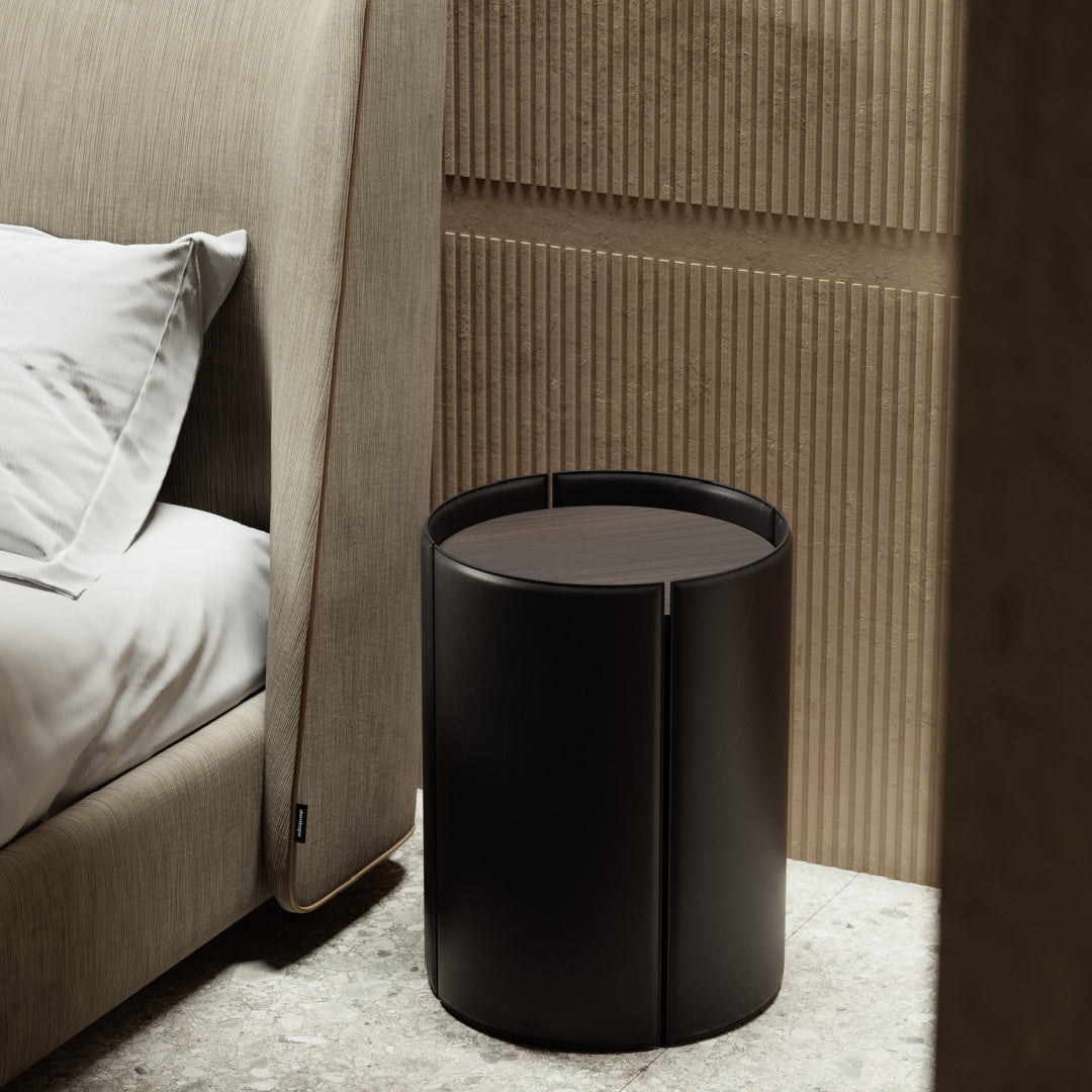 Lit en velours bleu gris | Domkapa Echo