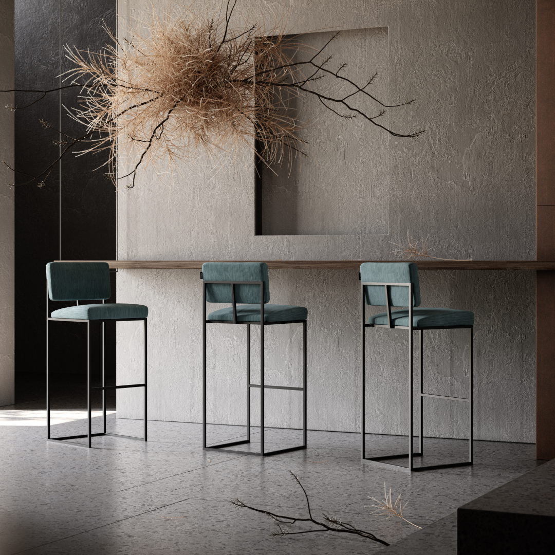 Chaise de bar en cuir véritable bordeaux | Domkapa Gram