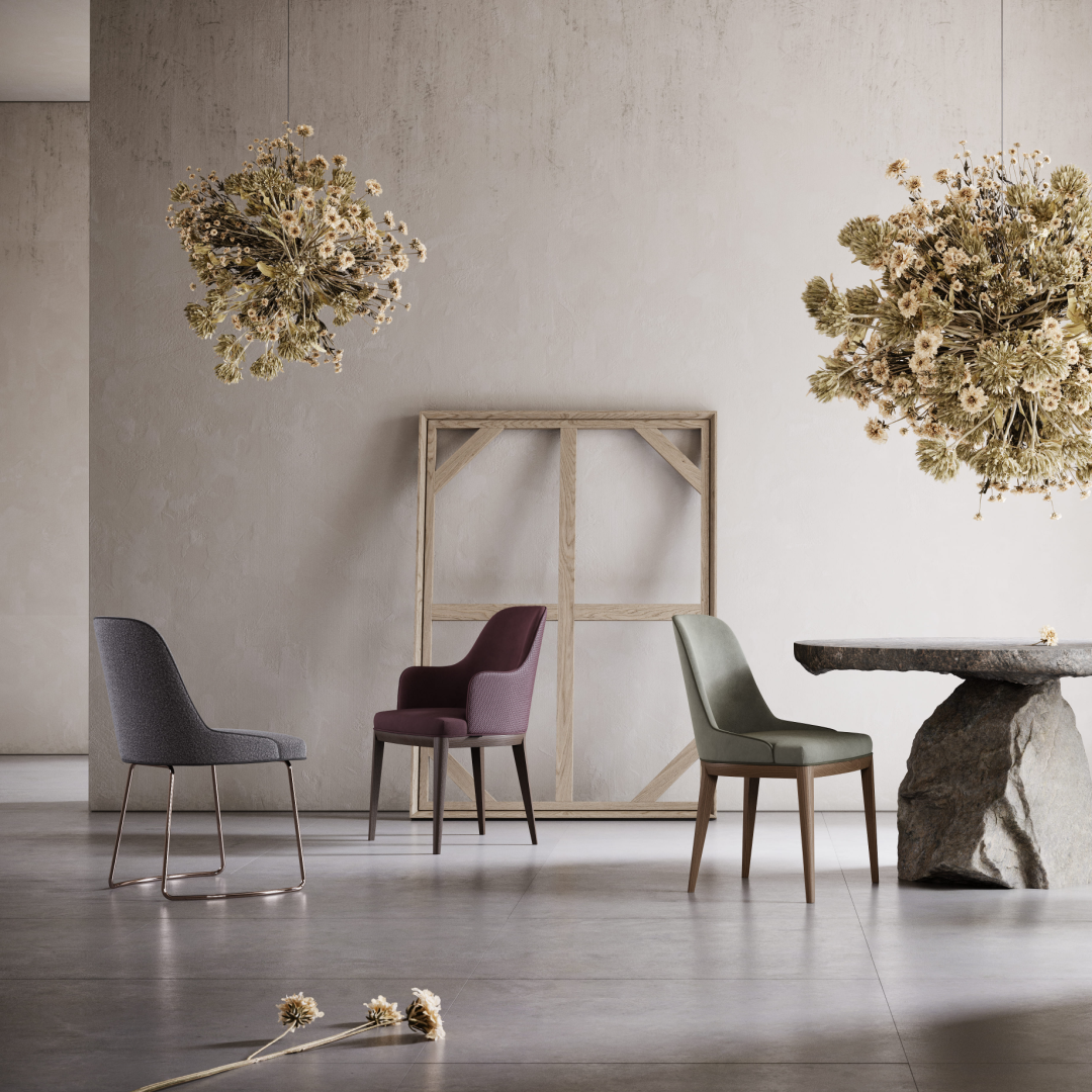 Chaise de salle à manger en cuir bordeaux | Domkapa Anna