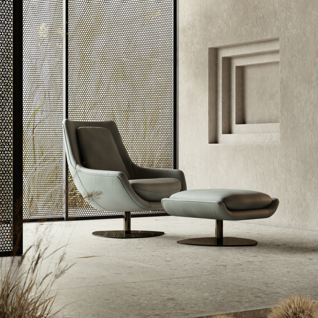 Repose-pieds bouclé taupe | Domkapa Elba