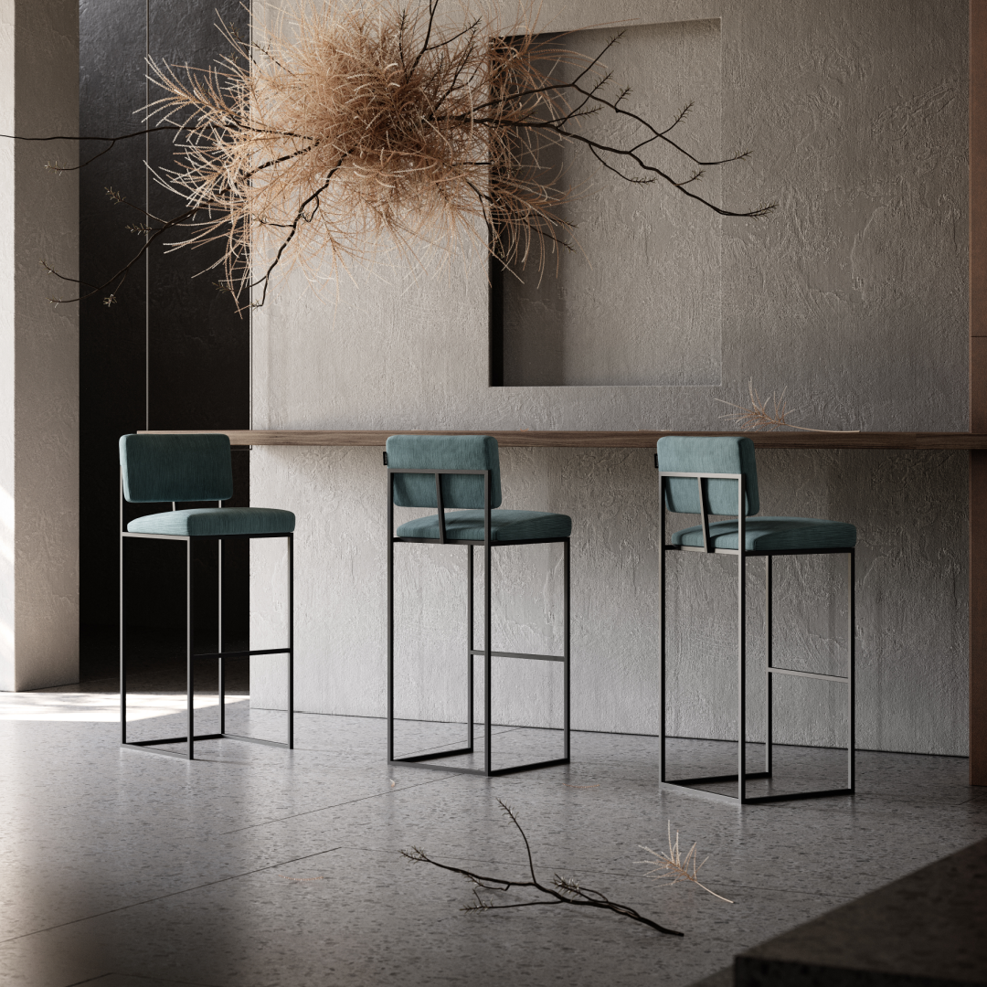 Chaise de bar en cuir véritable bordeaux | Domkapa Gram