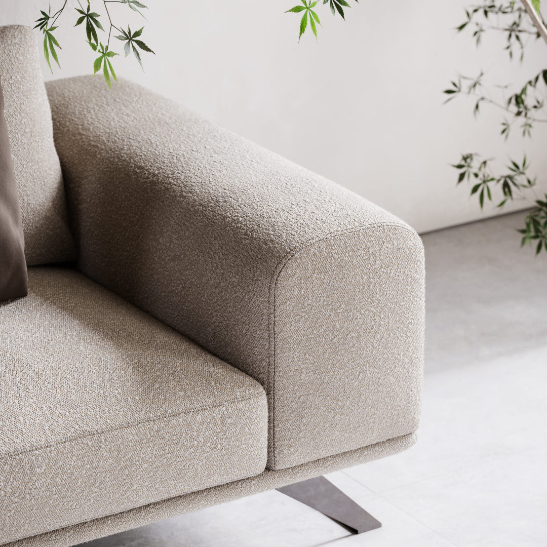 Canapé droit 3 places bouclé crème | Domkapa Aniston