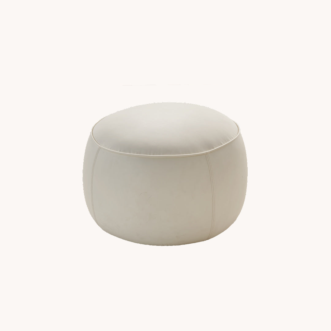 Pouf en simili cuir beige | Grado Fagao