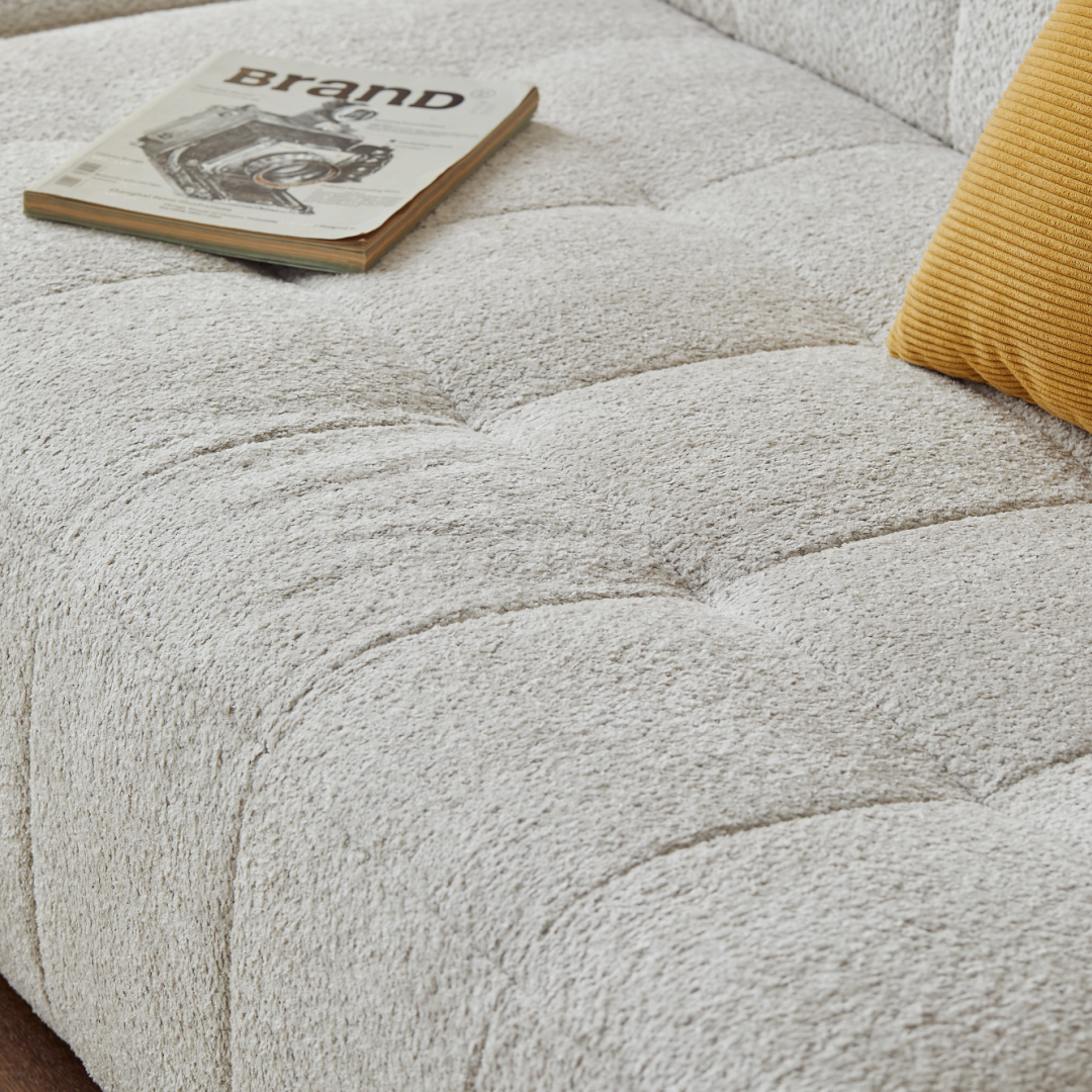 Canapé modulable 3 places en tissu blanc cassé | Grado Mousse