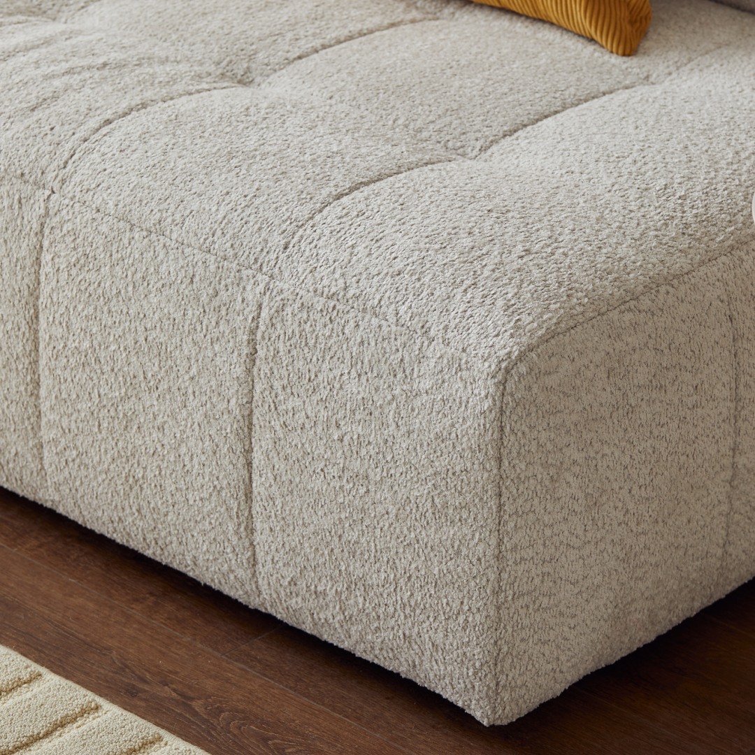 Canapé modulable 3 places en tissu blanc cassé | Grado Mousse