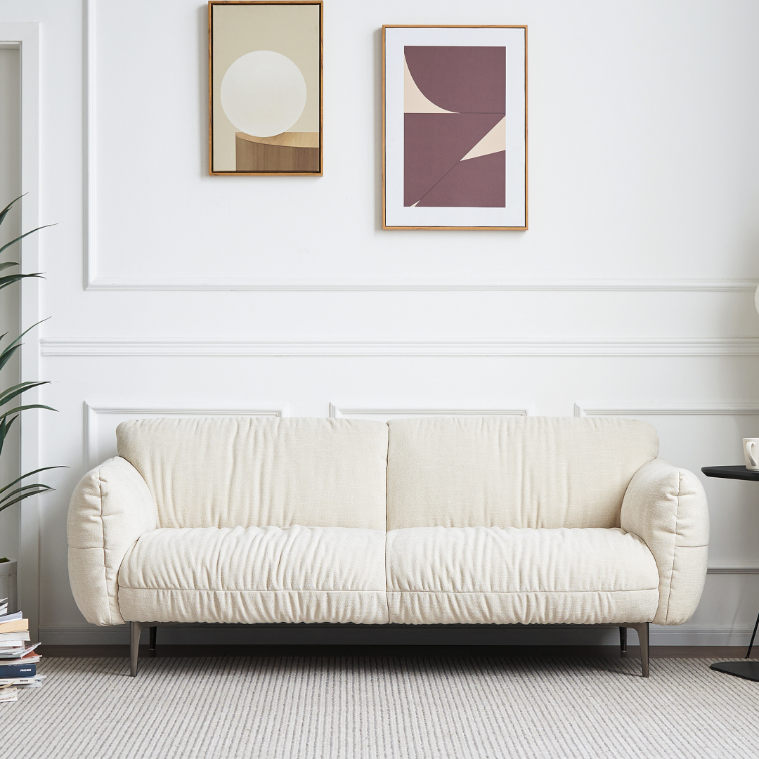 Canapé 3 places en tissu blanc cassé | Grado Wet