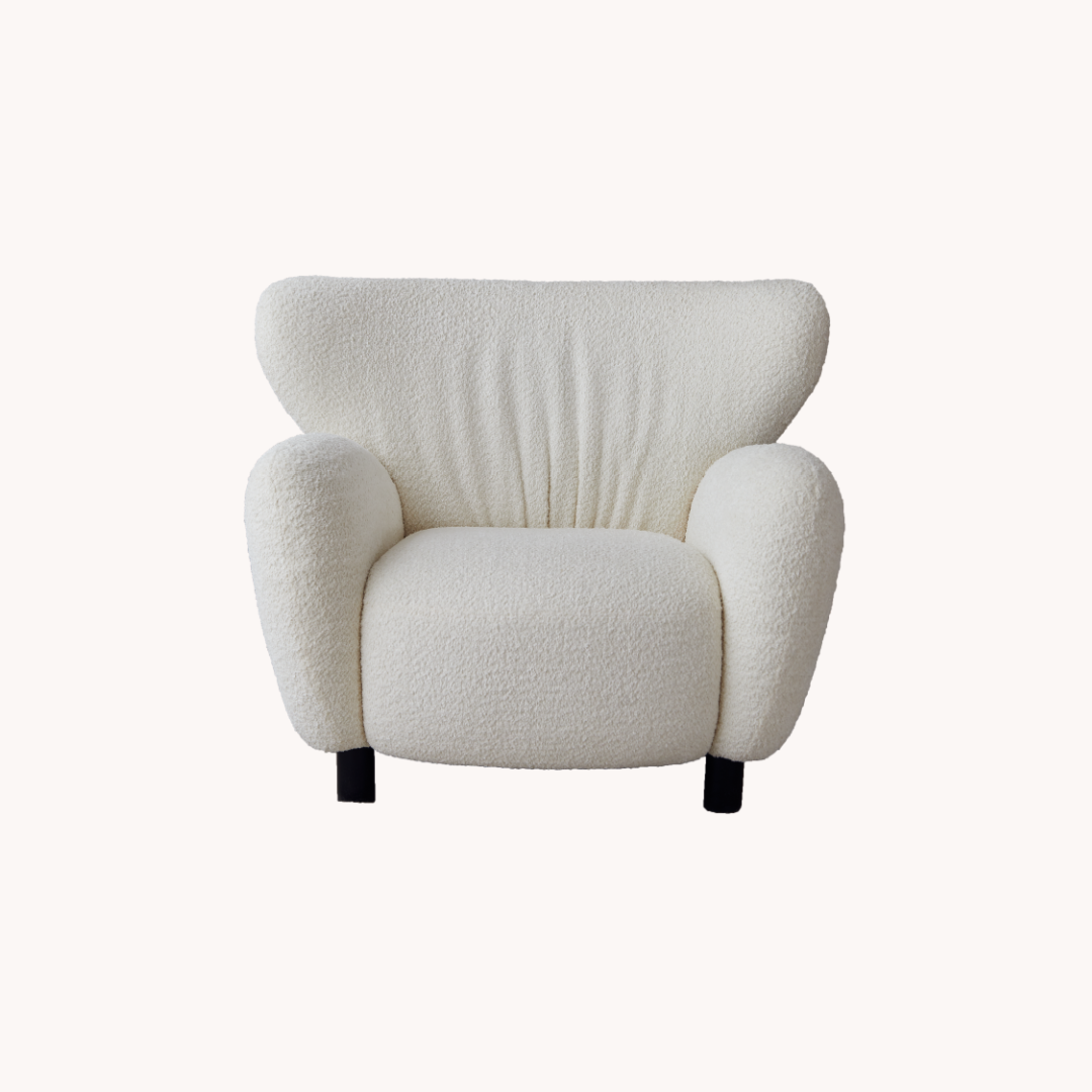 Fauteuil en tissu molletonné blanc | Grado Mermaid