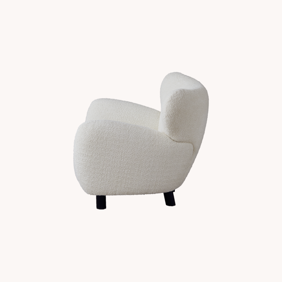 Fauteuil en tissu molletonné blanc | Grado Mermaid