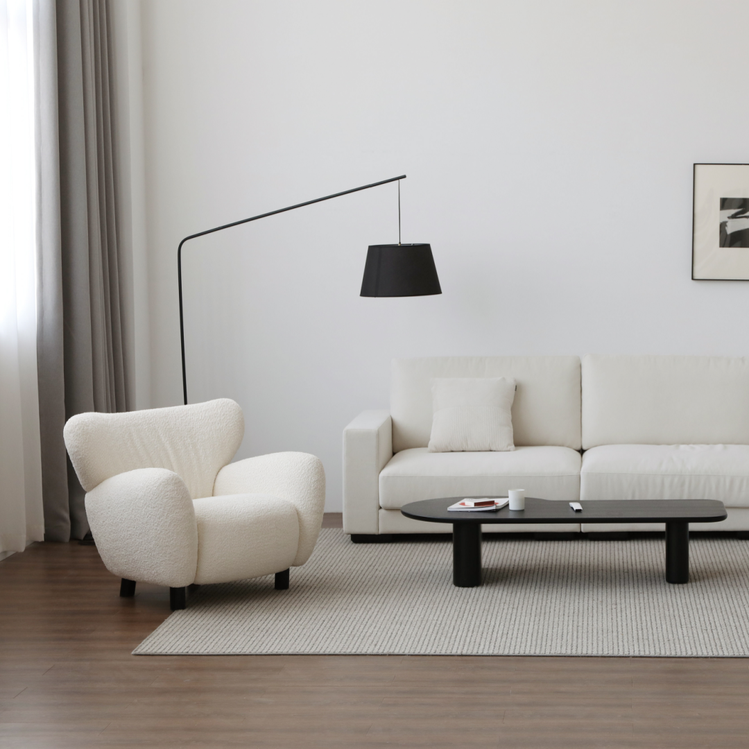 Fauteuil en tissu molletonné blanc | Grado Mermaid