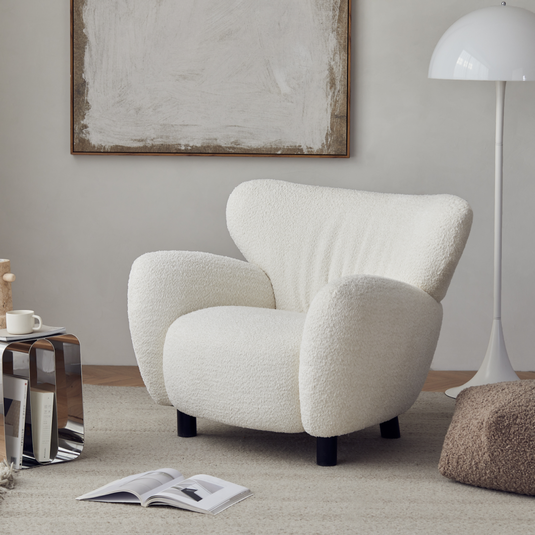 Fauteuil en tissu molletonné blanc | Grado Mermaid