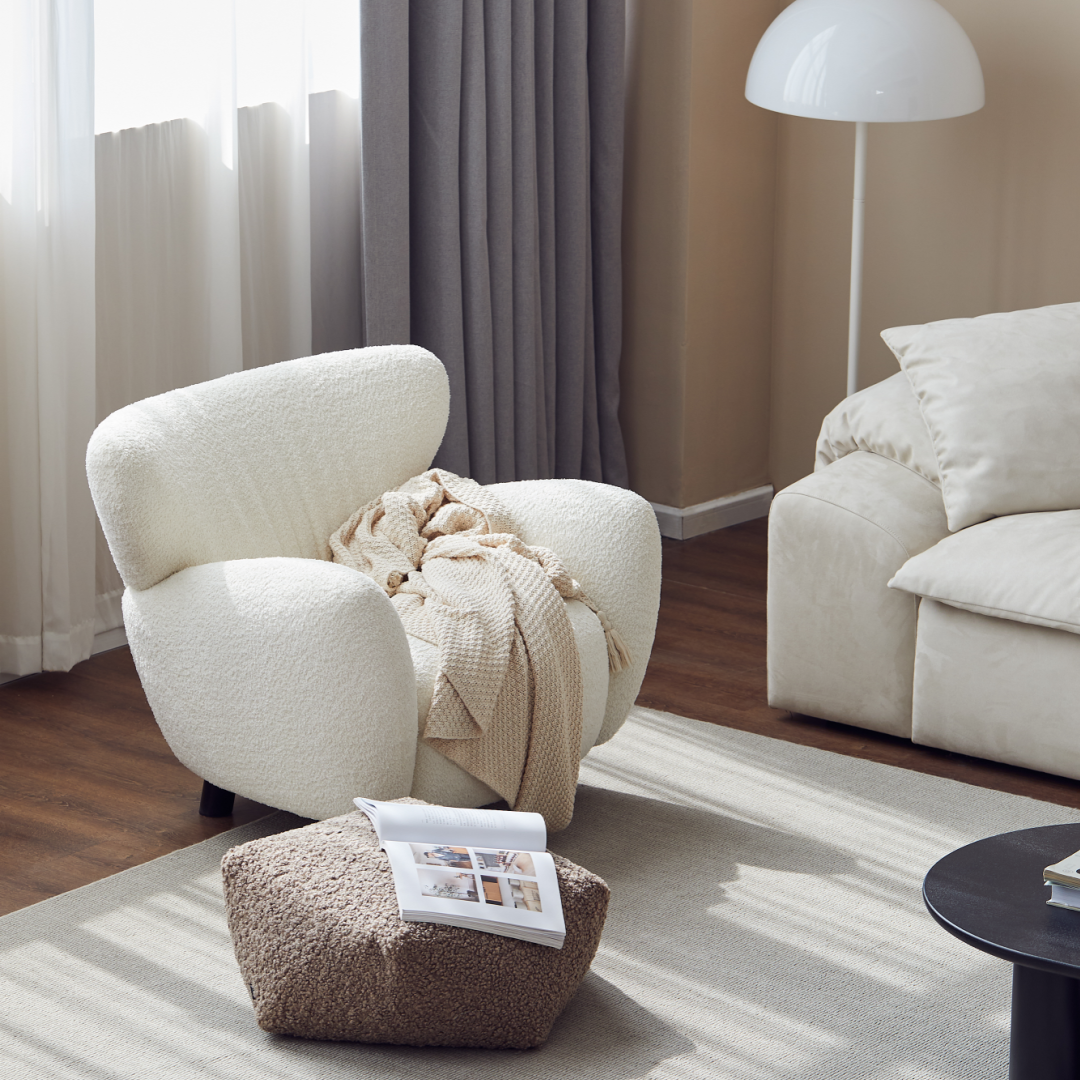 Fauteuil en tissu molletonné blanc | Grado Mermaid