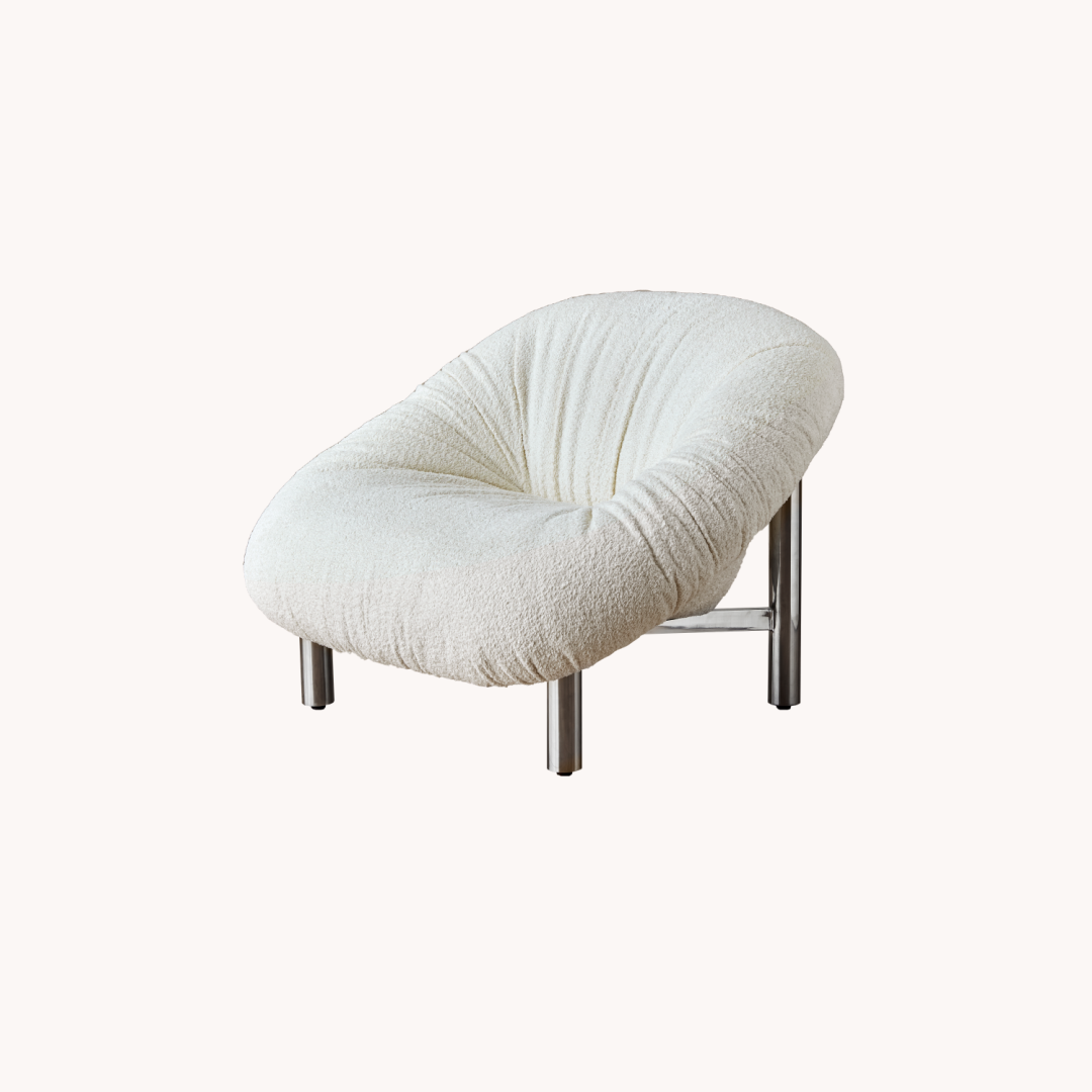 Fauteuil en tissu molletonné blanc | Grado Nestle