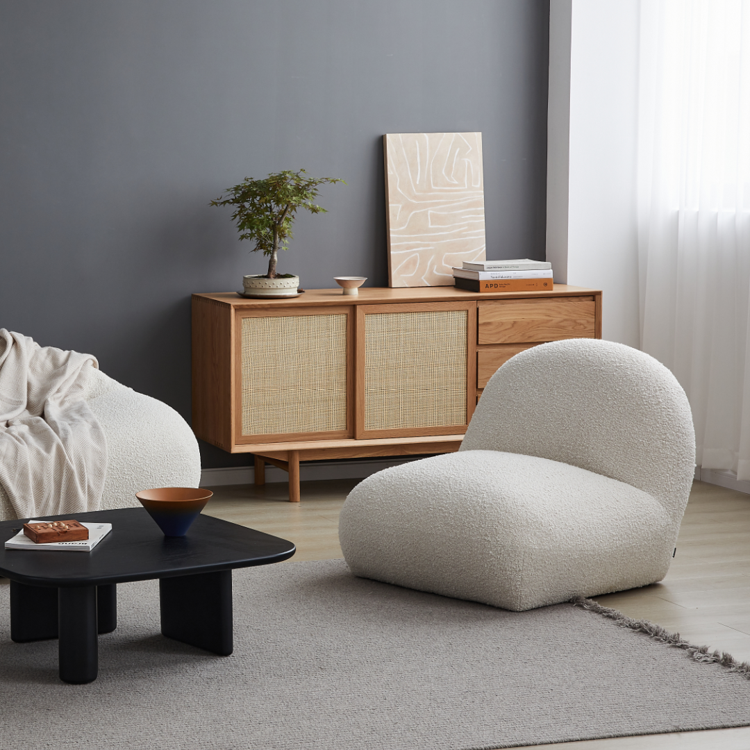 Fauteuil en tissu bouclé crème | Grado Tangy