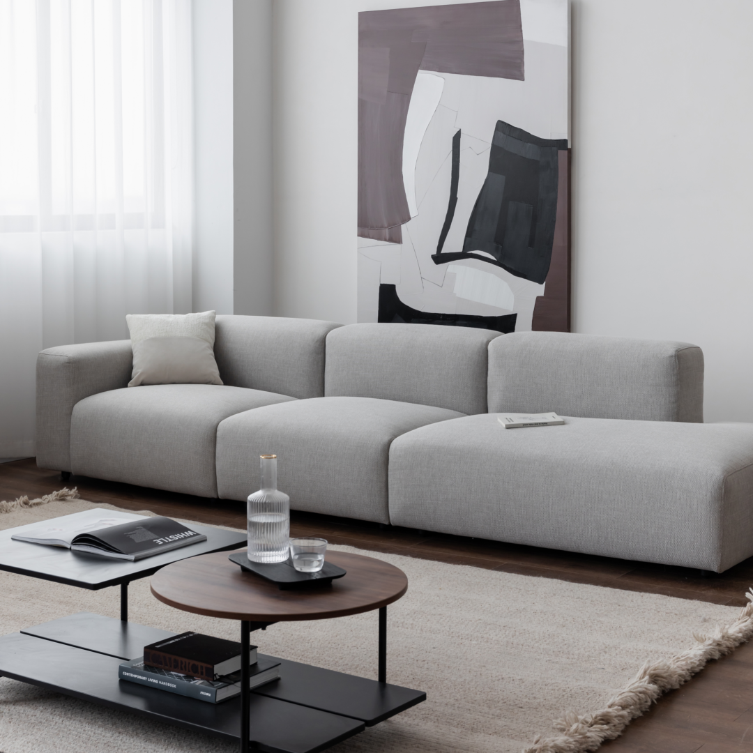 Canapé 3-4 places en tissu gris | Grado Cheese
